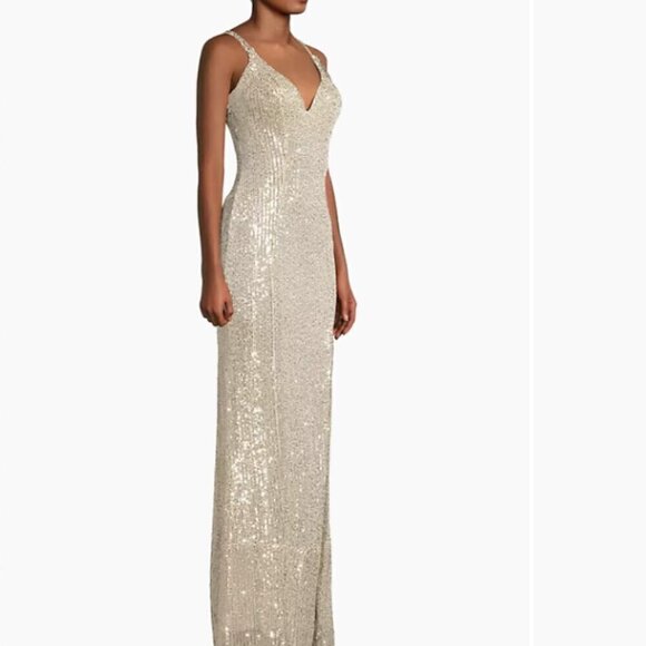 Ieena for Mac Duggal Sequin V-Neck Gown - Size 12 - Picture 4 of 6